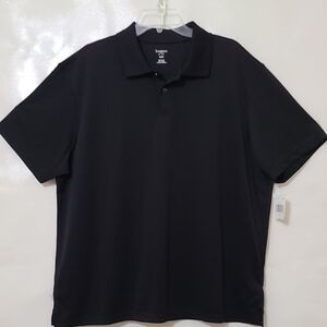 Haggar Men's Classic Black Short Sleeve Textured Polo 100% Polyester -‎ XL NEW